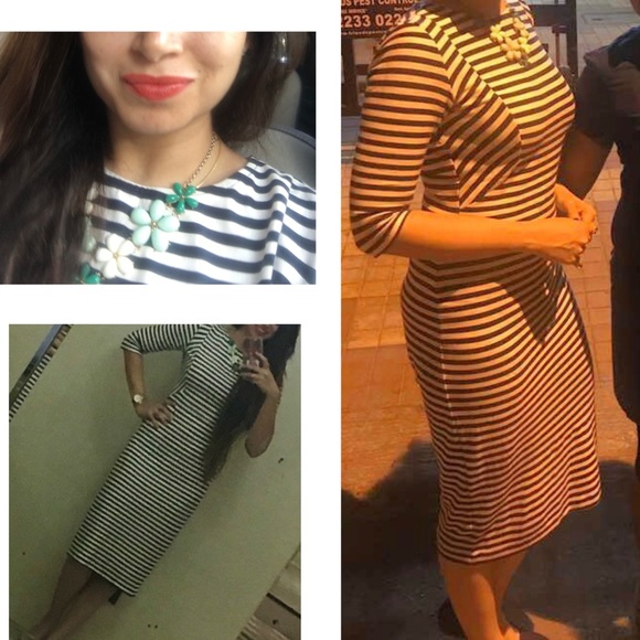 Zara Dresses & Skirts - ZARA BodyHugging Nautical Stripes Stretchable Dress in Size-S (Read description)